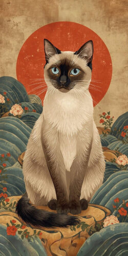 Kedi Japon Stili Sanat Tablosu