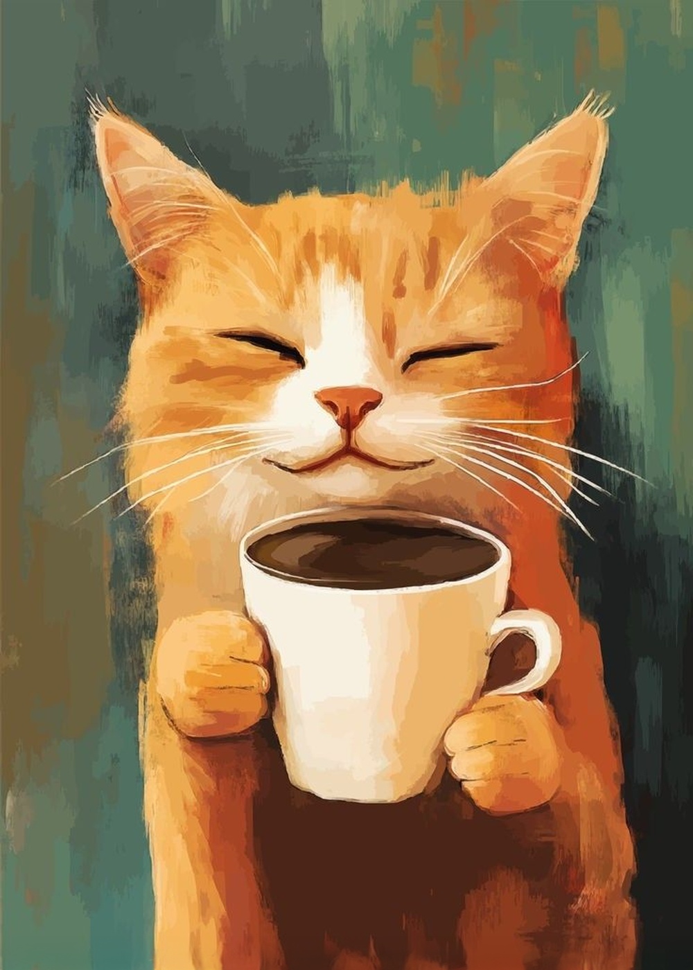 Kedi Kahve Fincan Mizahı Tablosu