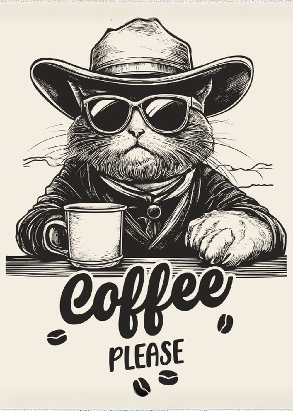 Kedi Kovboy Coffee Please Tablo