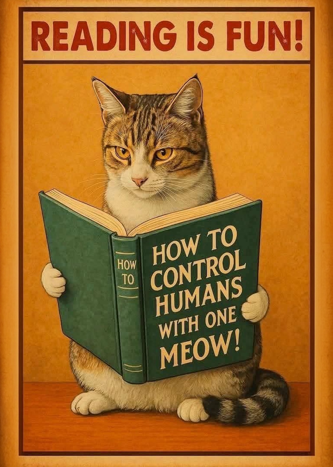 Kedi Reading Is Fun Kitap Tablo