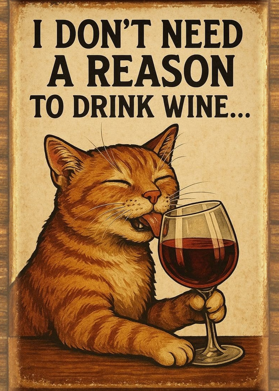 Kedi Şarap Wine Mizahı Tablosu