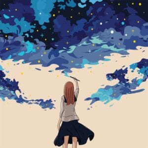 Kız Mavi Yıldız Bulutlar Anime Tablosu