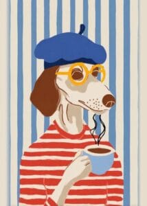 Köpek Bere Şeritli Kahve Tablosu