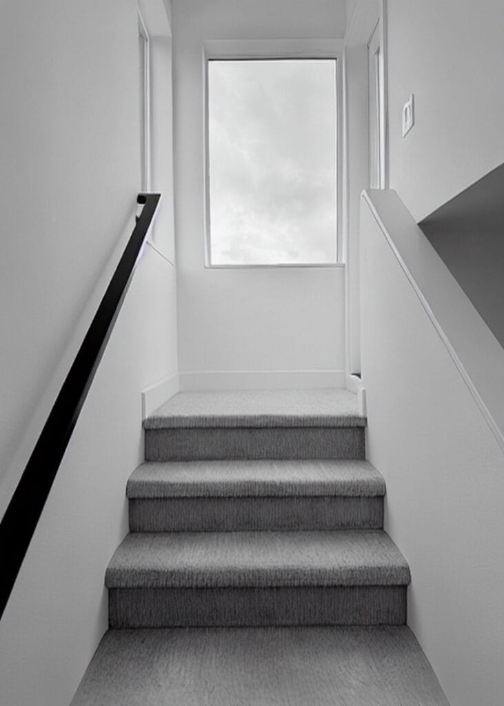 Minimalist Beyaz Merdiven İç - kanvas ve cam tablo | Dekolata