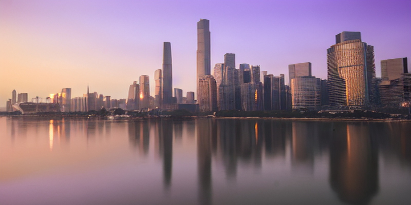 Mor Güneş Batımı Guangzhou Yansıması