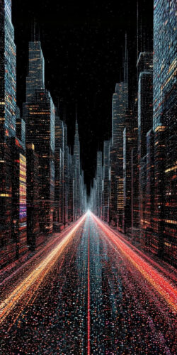Neon Şehir Gece Siber Tablo