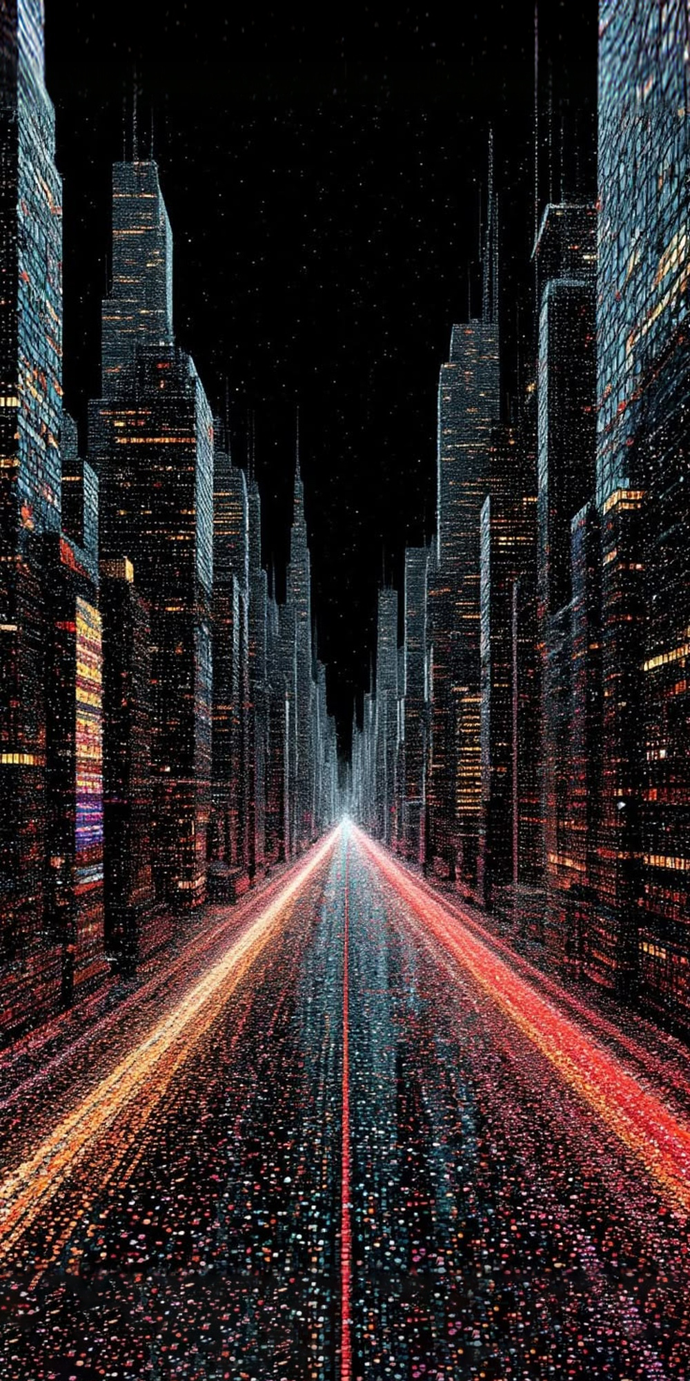 Neon Şehir Gece Siber Tablo