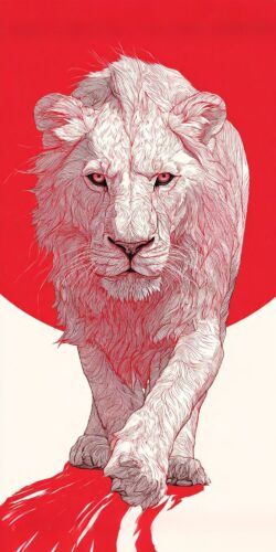 Pembe Aslan İllüstrasyon Tablo