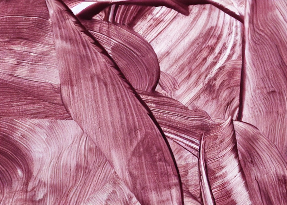 Pembe Mor Muz Yaprağı Boya Tablosu