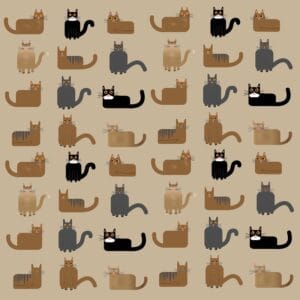 Renkli Kedi Desen Çizgi Tablosu