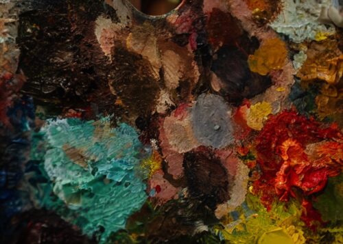 Renkli Palette Yağlı Boya Canlı Tablo