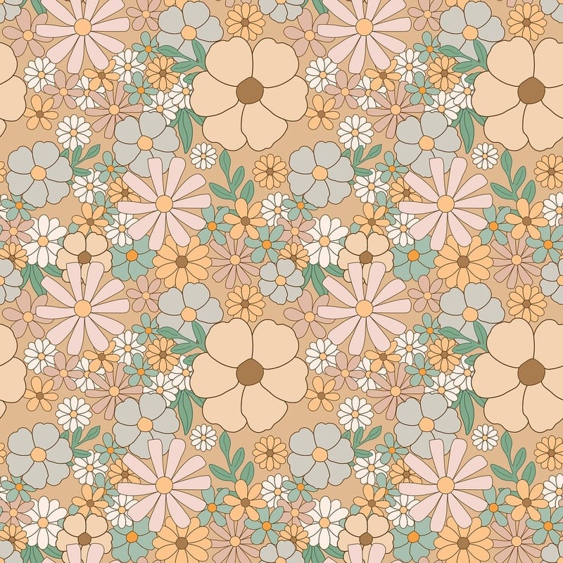 Retro Pastel Küçük Çiçek Dolu Desen Tablosu