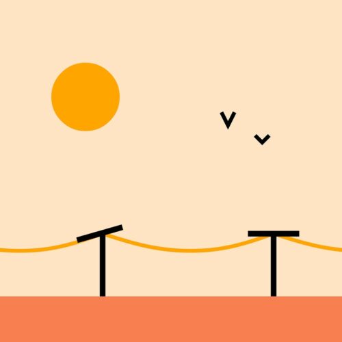 Sarı Güneş Tel Çitleri Minimal Tablosu
