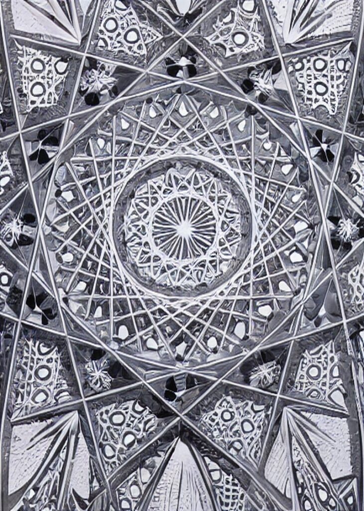 Gümüş Gri Geometrik Yıldız Motifi kanvas tablo ve cam tablo