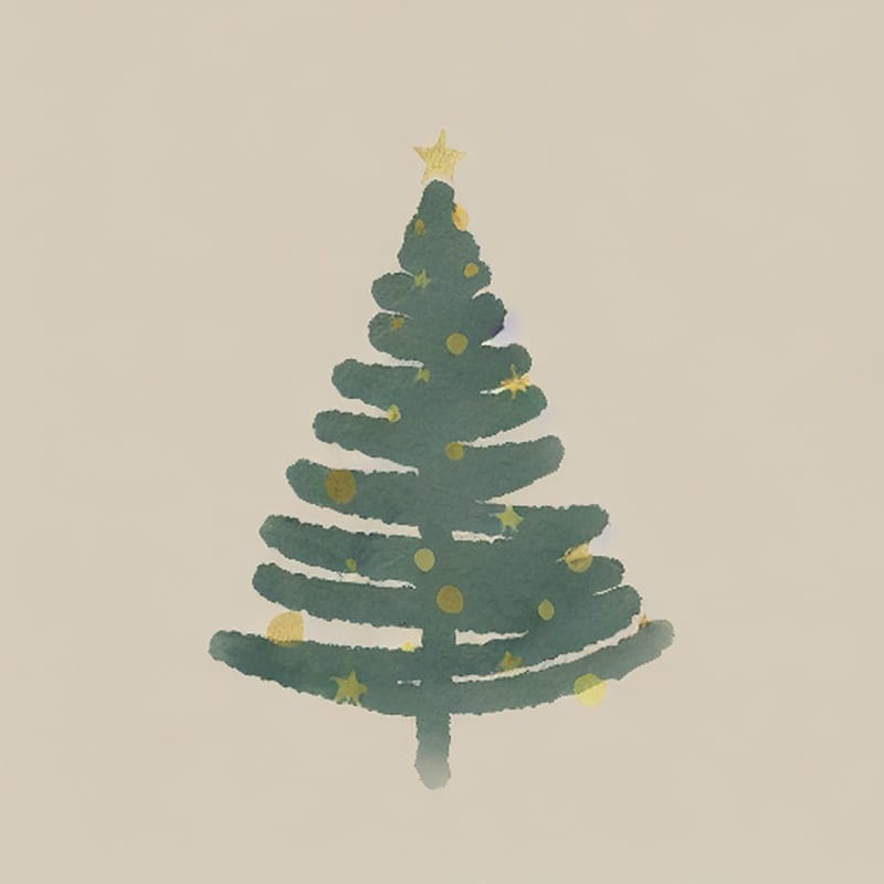 Suluboya Noel Ağacı Sade Tablo