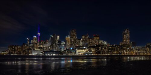 Toronto Cn Kulesi Gece Lacivert