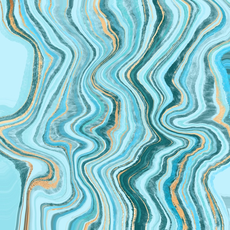 Turkuaz Altın Mermer Desen Tablosu