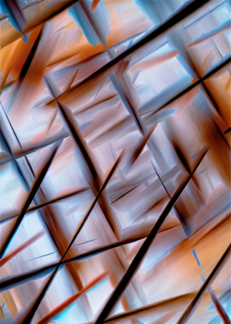 Turuncu Mavi Geometrik Kristal Soyut Tablo