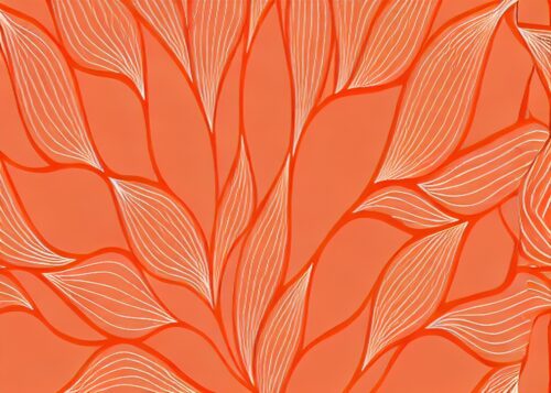Turuncu Yaprak Line Art Botanik Tablo