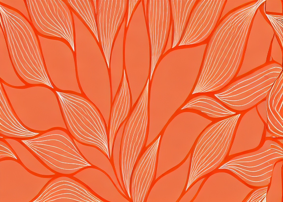 Turuncu Yaprak Line Art Botanik Tablo