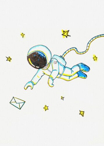 Uzayda Yüzen Astronotun Çizimi