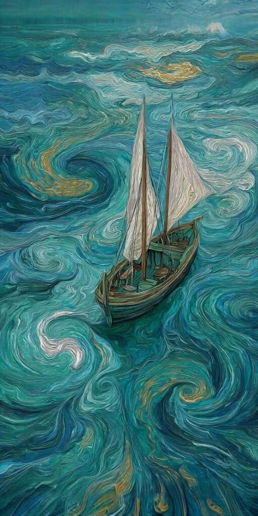 Van Gogh Style Yelken - kanvas ve cam tablo | Dekolata