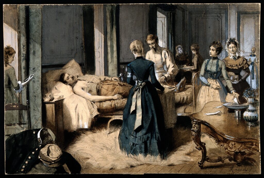 A Doctor and Some Women Attend to and Prepare Band - Albert Lynch Tablo