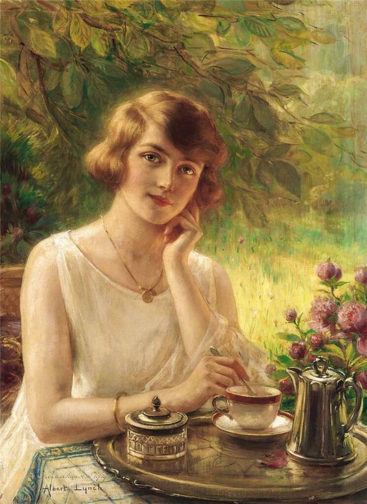 A Lady Having Tea - Albert Lynch Tablo