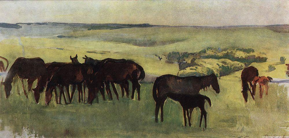 A herd of horses (1909) – Zinaida Serebriakova Tablo