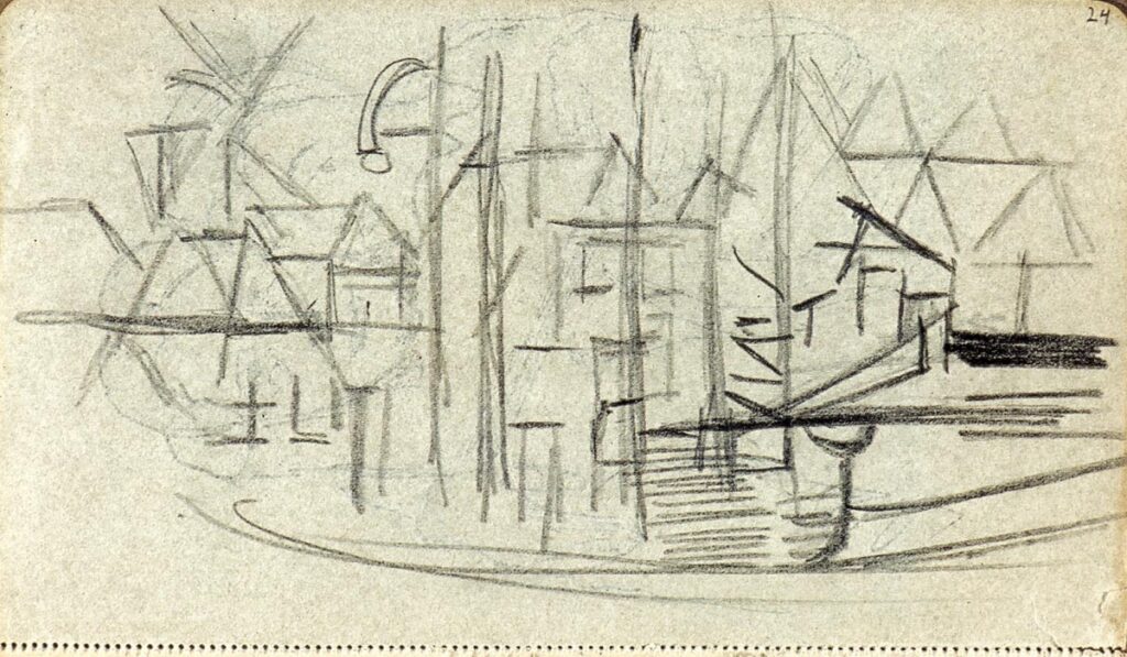 Abstracted cityscape from sketchbook 130 - Theo van Doesburg Tablo