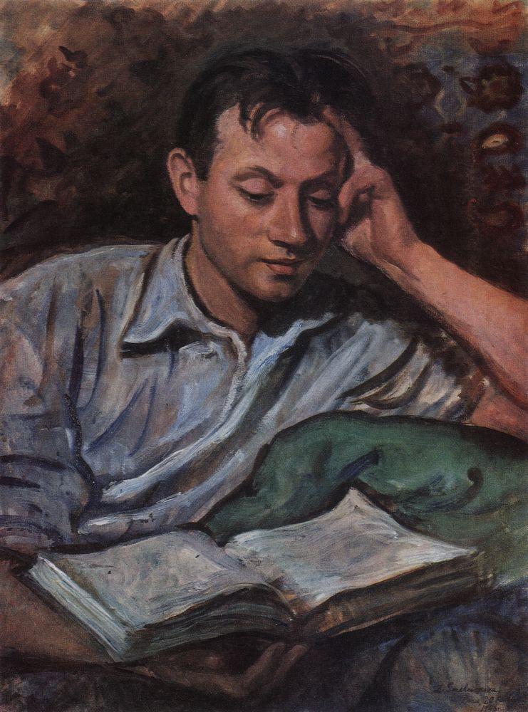 Alexander Serebryakov, reading a book (1946) – Zinaida Serebriakova Tablo