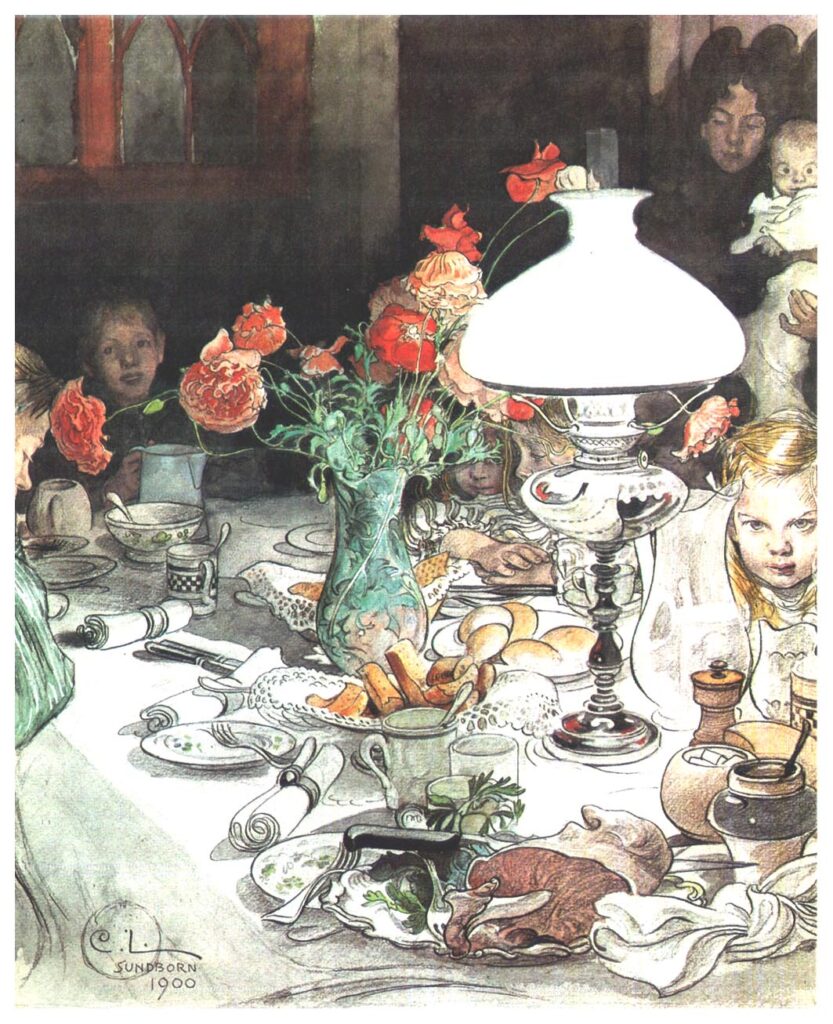 Around the Lamp at Evening (1900) - Carl Larsson Tablo