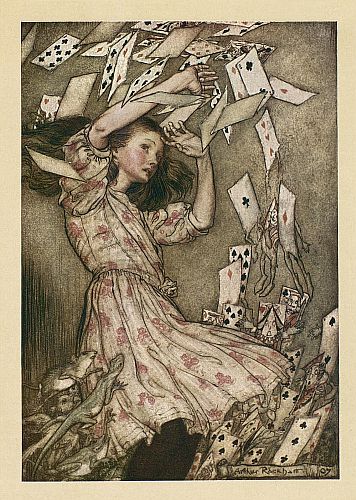 At this the whole pack rose up into the air, and came flying down upon her – Arthur Rackham Tablo