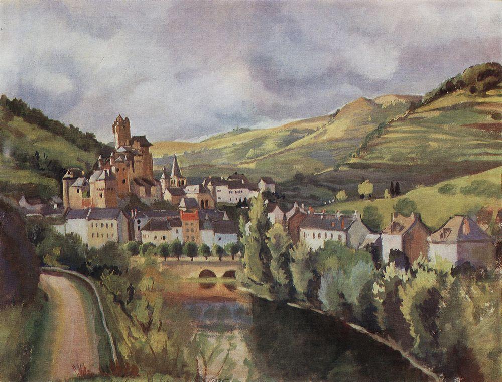 Auvergne. Town Esteng (1935) – Zinaida Serebriakova Tablo