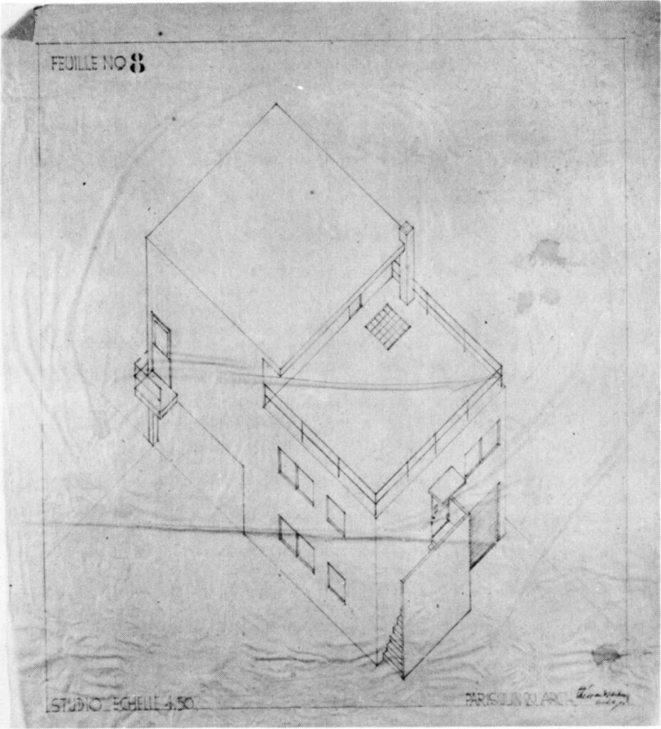 Axonometric drawing of the house in Meudon - Theo van Doesburg Tablo