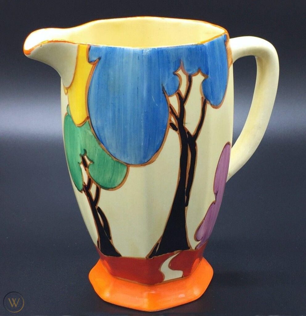 BIZARRE LARGE ATHENS JUG, BLUE AUTUMN PATTERN (1930) - Clarice Cliff Tablo