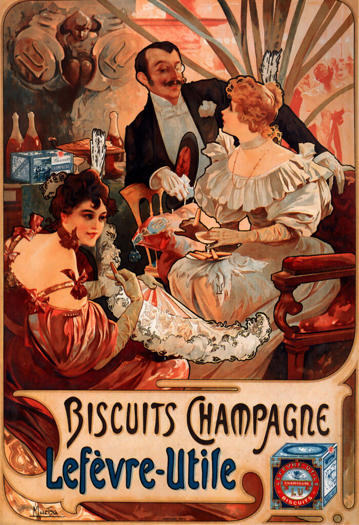 Biscuits Champagne Lefèvre Utile (1896) - Alphonse Mucha Tablo