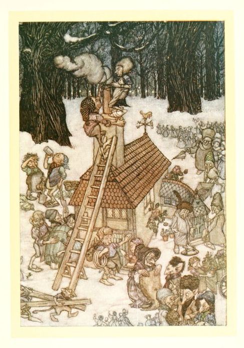Building the house for Maimie – Arthur Rackham Tablo