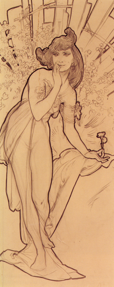 Carnation – Alphonse Mucha Tablo