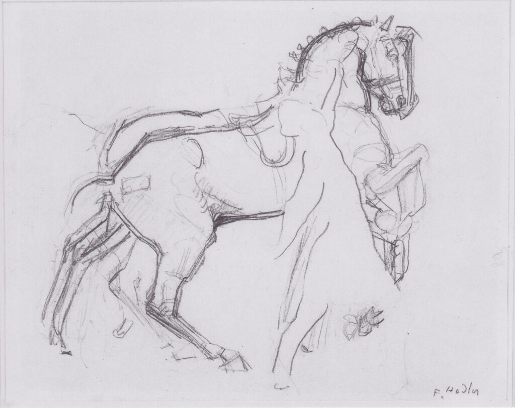 Cavalryman striding a horse (1908) - Ferdinand Hodler Tablo
