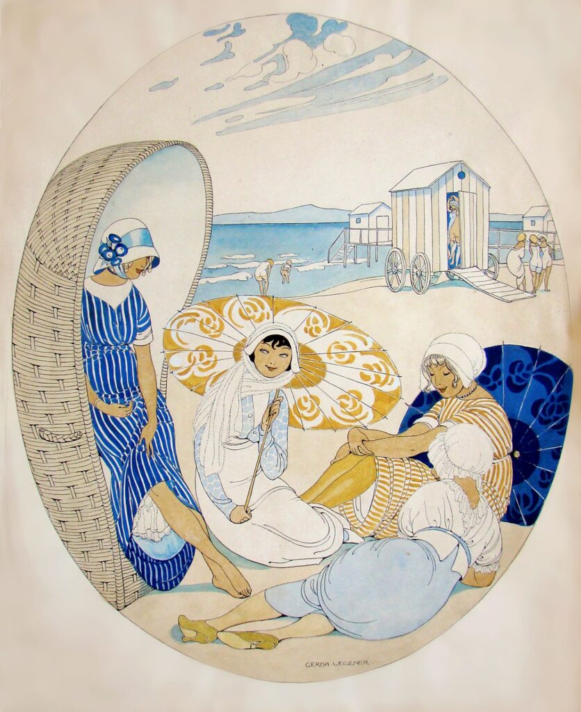 Chatting on the beach in Denmark - Gerda Wegener Tablo