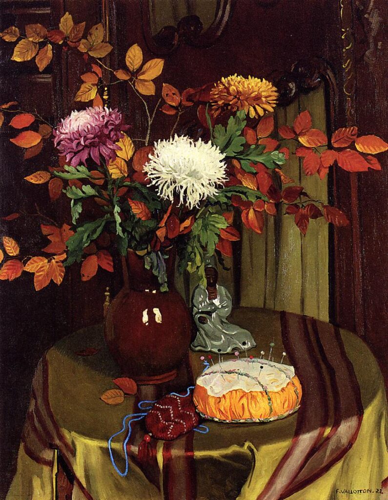 Chrysanthemums and Autumn Foliage (1922) - Félix Vallotton Tablo