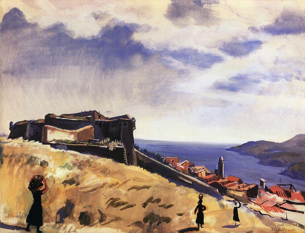 Collioure. View of fortress (1930) – Zinaida Serebriakova Tablo