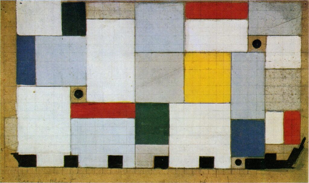 Color design for the ceiling of the Cafe Brasserie - Theo van Doesburg Tablo