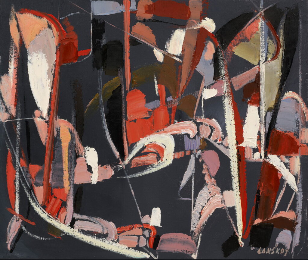 Composition sur fond ardoise - André Lanskoy Tablo