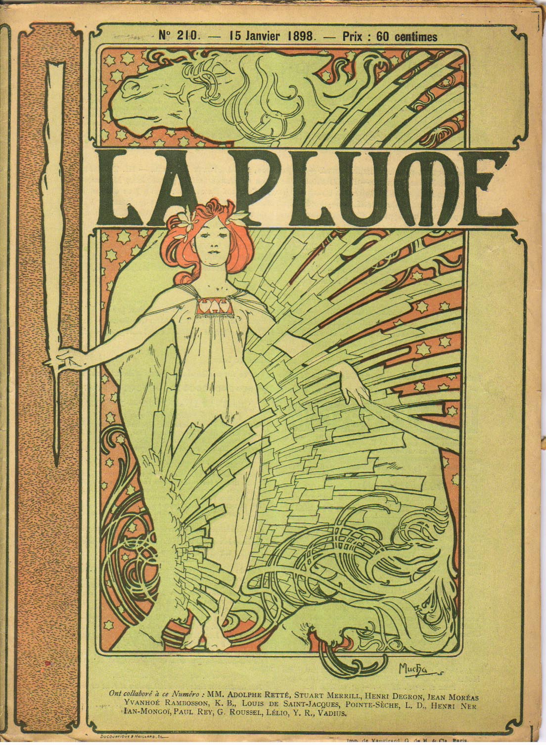 Cover composed by Mucha for the french literary and artistic Review La Plume (1898) - Alphonse Mucha Tablo kanvas tablo