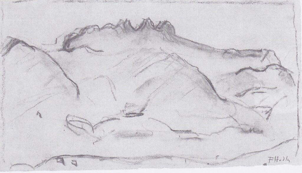 Dents du Midi from Champéry (1916) - Ferdinand Hodler Tablo