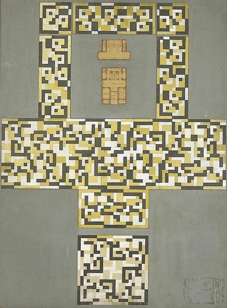 Design for a tile floor, and entrance hall (1917) - Theo van Doesburg Tablo