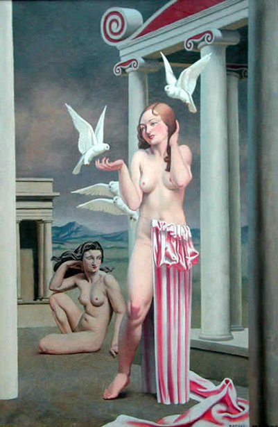 Deux filles avec des colombes – Raphael Delorme Tablo