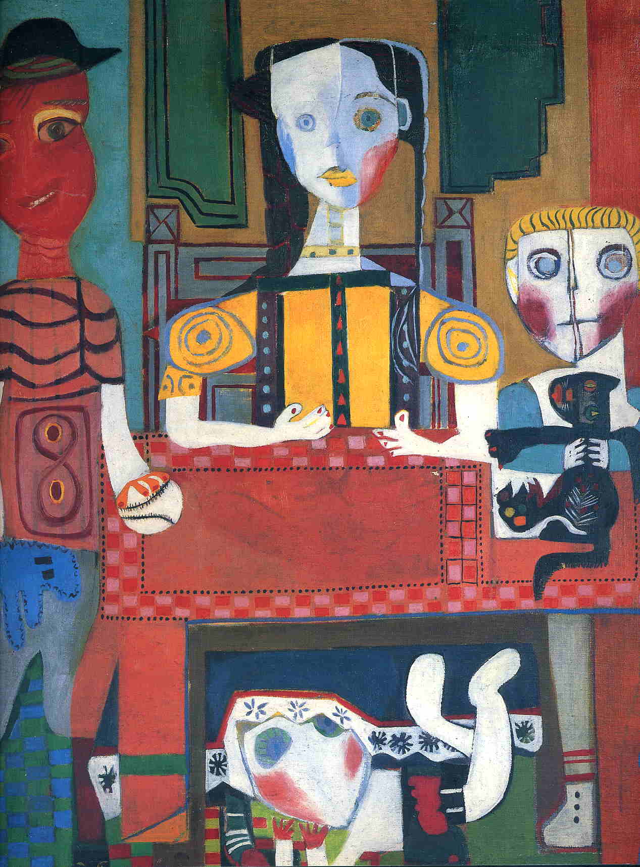 Family and Pink Table (1948) - Will Barnet Tablo kanvas tablo